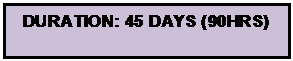 Text Box: DURATION: 45 DAYS (90HRS) 